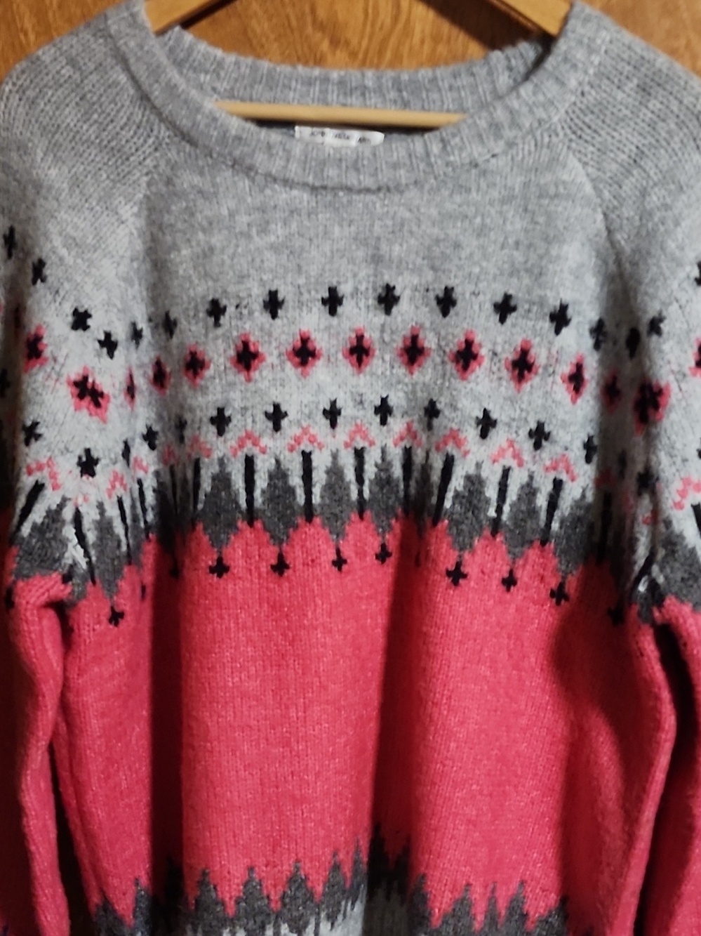 JohnPaulRichard Gray and Pink Fair Isle Crewneck Sweater NWOT